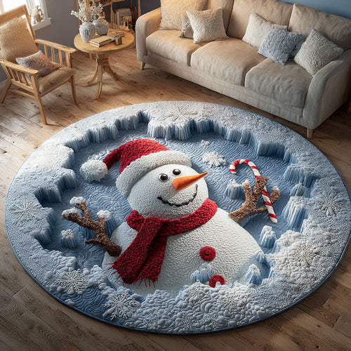 Winter Snowman Joy CW1111066CL Quilted Round Mat