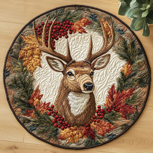 Autumn Deer CW0807002CL Quilted Round Mat