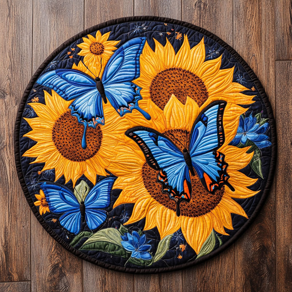 Sunflower Butterfly CW1507043CL Quilted Round Mat