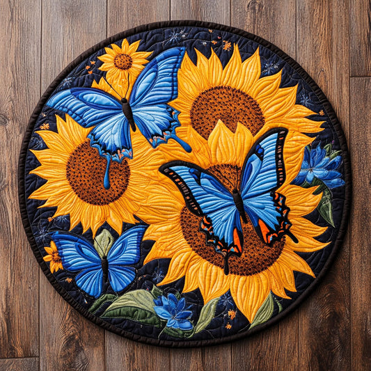 Sunflower Butterfly CW1507043CL Quilted Round Mat