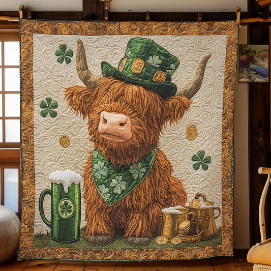 Green Highland Cow Charm WN2712030CL Quilt