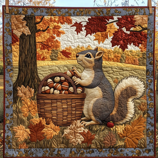 Squirrel Sitting Beside Acorns Basket LT2409029CL Quilt