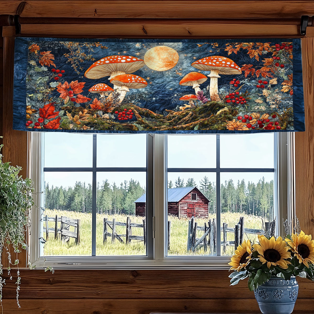 Moonlit Mushrooms WY1407012CL Quilted Valance