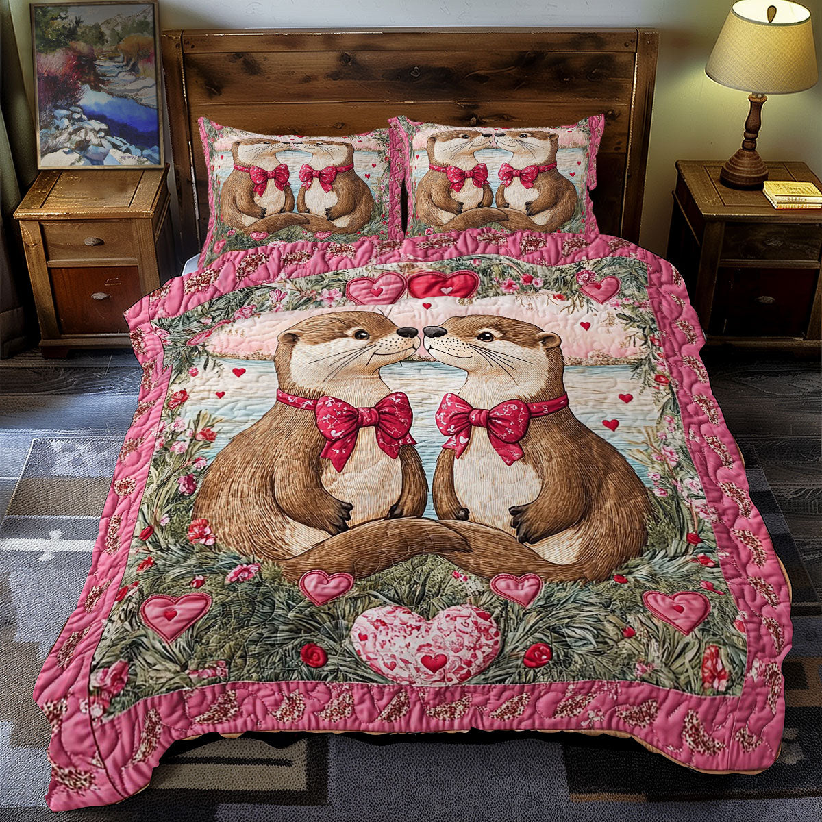 Couple Otter In Heart WY1701079CL Duvet Cover Set