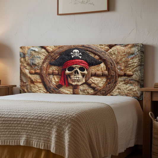 Pirate Skull CP1112057CL Quilted Headboard Slipcover