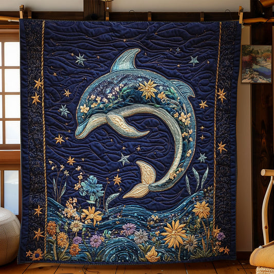 Dolphin In Floral Ocean WY0304016CL Quilt