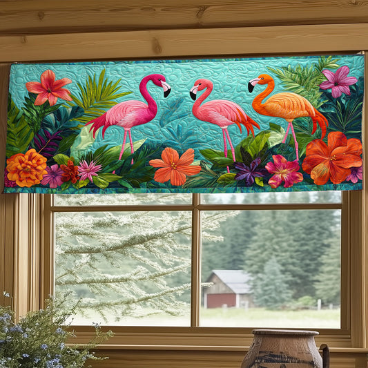 Tropical Flamingo WJ0404034CL Quilted Valance