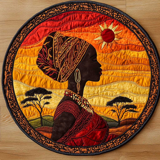 African Moonrise WN2504003CL Quilted Round Mat