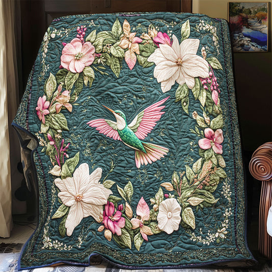 Floral Wreath Hummingbird WY2403013CL Quilt