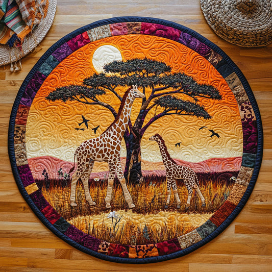 Giraffes At Dusk WJ2404043CL Quilted Round Mat
