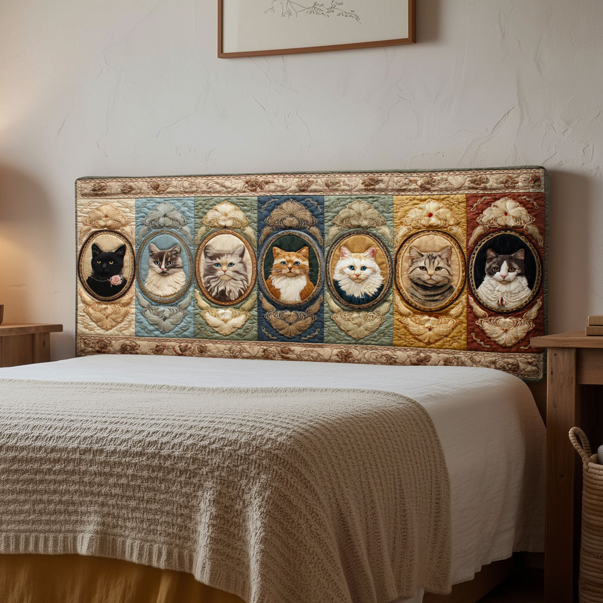 Vintage Meows CP2012015CL Quilted Headboard Slipcover