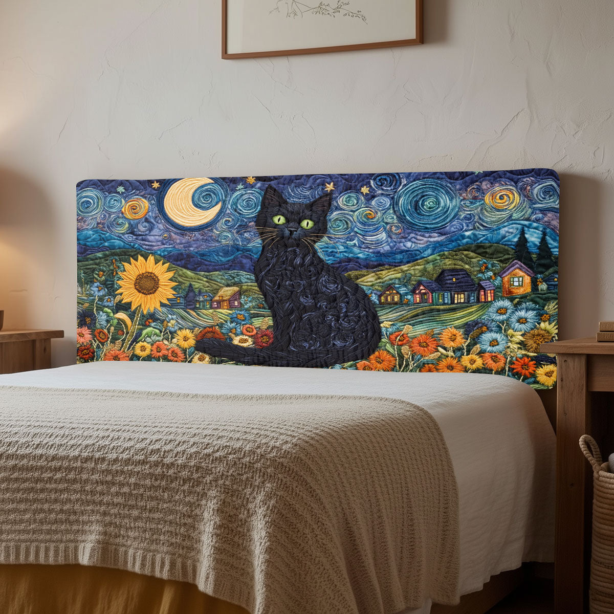 Midnight Cat CW2212023CL Quilted Headboard Slipcover