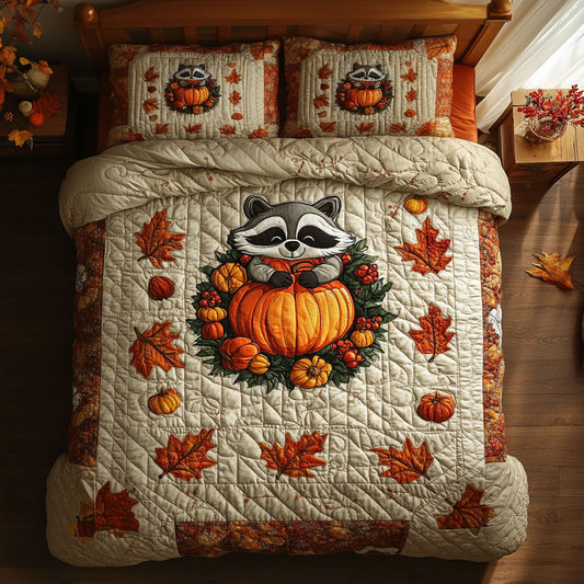 Raccoon In Harvest WY2608019CL Duvet Cover Set