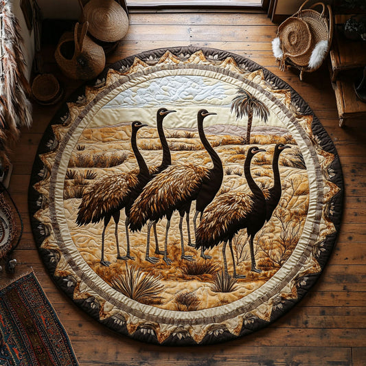 Ostrich In Desert WY0206033CL Quilted Round Mat