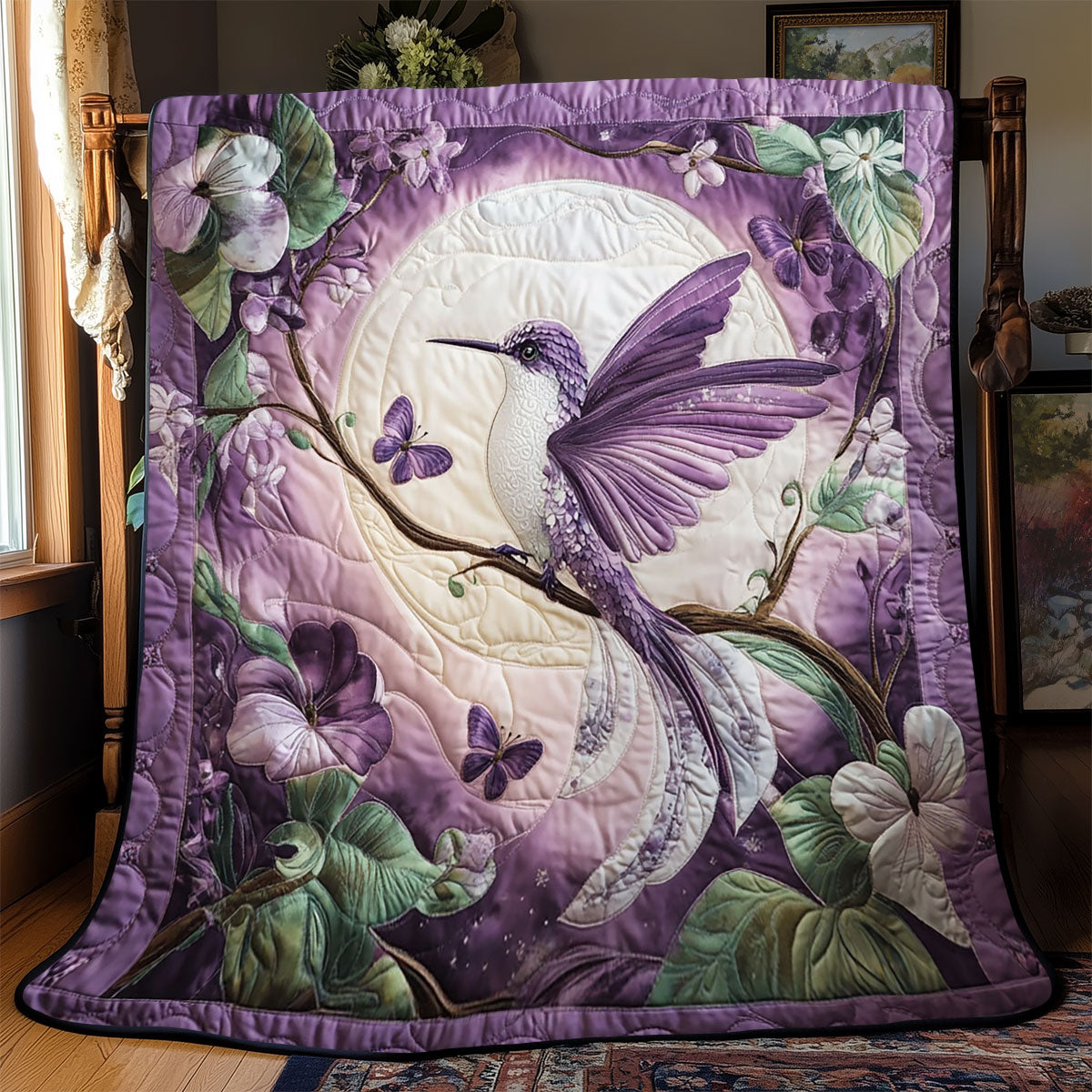 Purple Hummingbird WJ0701015CL Quilt