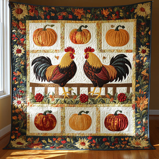 Pumpkin Patch Roosters WY2108051CL Quilt