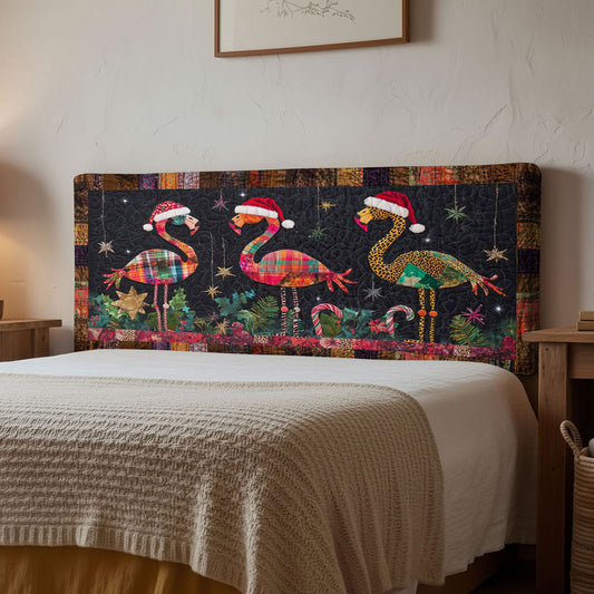 Flamingo Christmas Parade WN1312037CL Quilted Headboard Slipcover