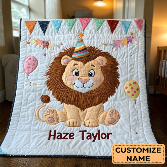 Lion Hug WN2907064CL Personalized Baby Quilt