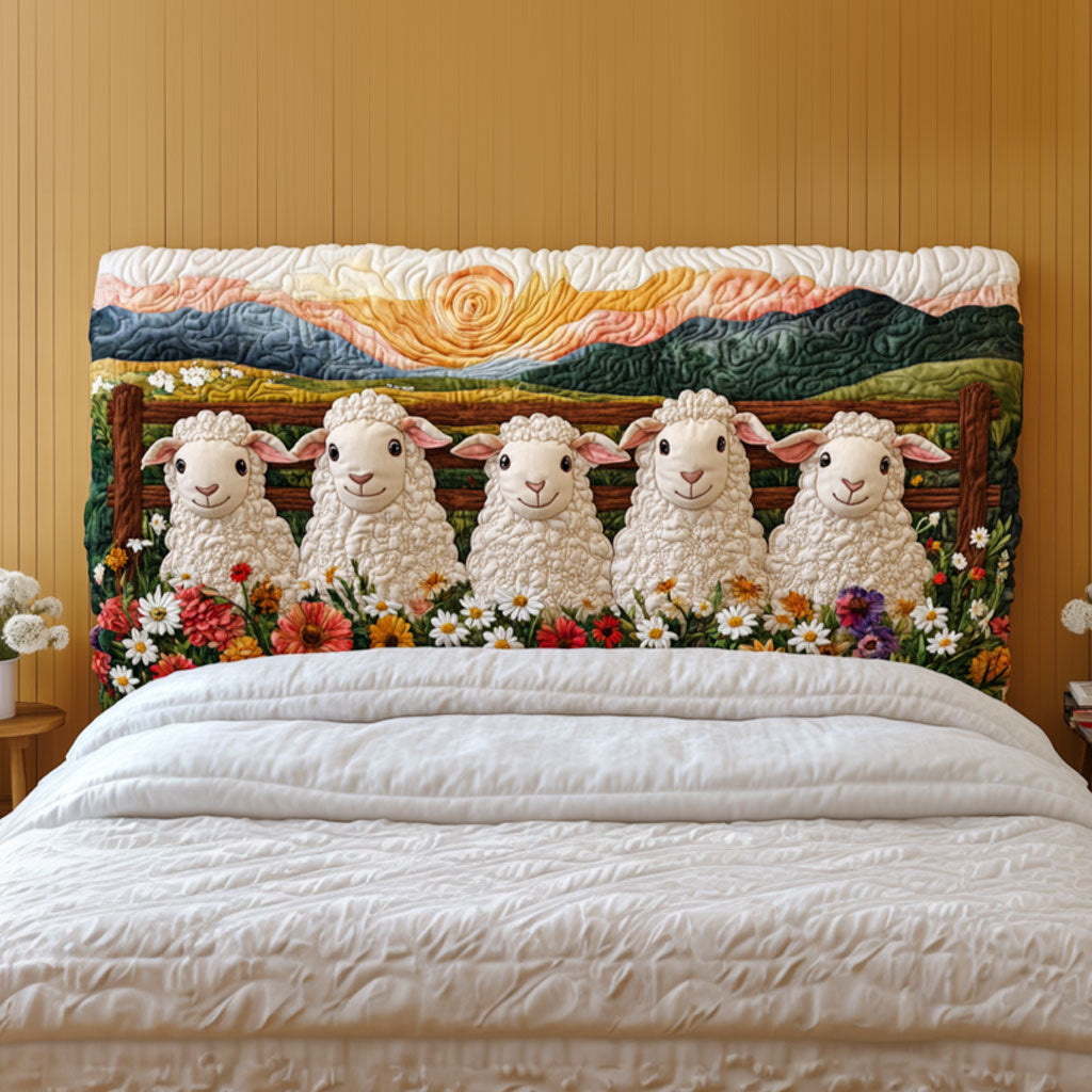 Daisy Field Sheep KL3112029CL Quilted Headboard Slipcover