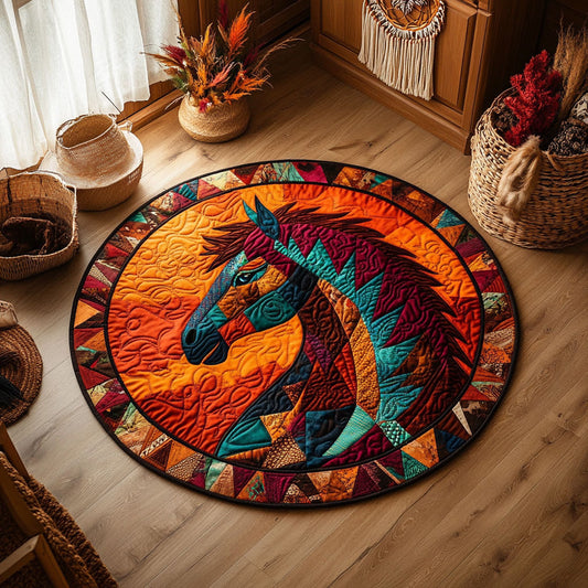 Geometric Horse WY1107010CL Quilted Round Mat