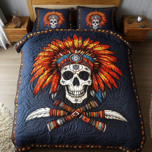 Native Feather Headdress Skull WY2201032CL Duvet Cover Set