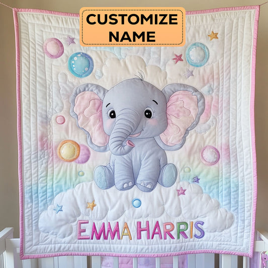 Dreamy Elephant CW2407004CL Personalized Baby Quilt