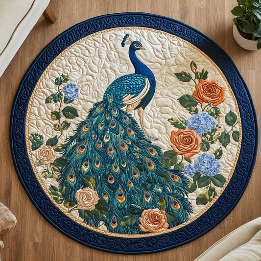 Elegant Peacock WN2103079CL Quilted Round Mat