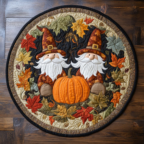 Gnome And Gourd Friends WN3007048CL Quilted Round Mat