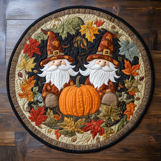 Gnome And Gourd Friends WN3007048CL Quilted Round Mat