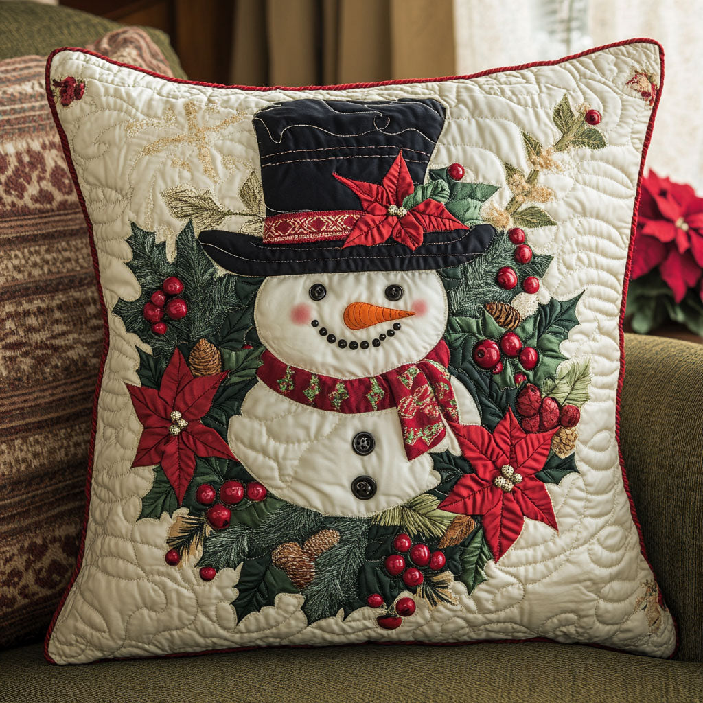 Snowman Christmas CW0110077CL Quilt Pillow Case