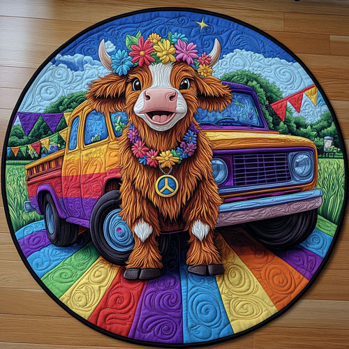 Happy Trails Cow LT1911027CL Quilted Round Mat