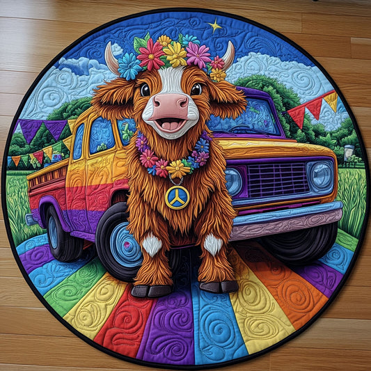 Happy Trails Cow LT1911027CL Quilted Round Mat