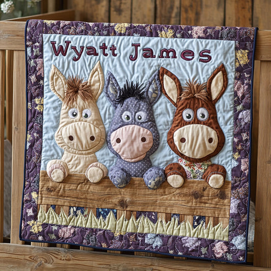 Three Little Bray Buddies WJ0108007CL Personalized Baby Quilt