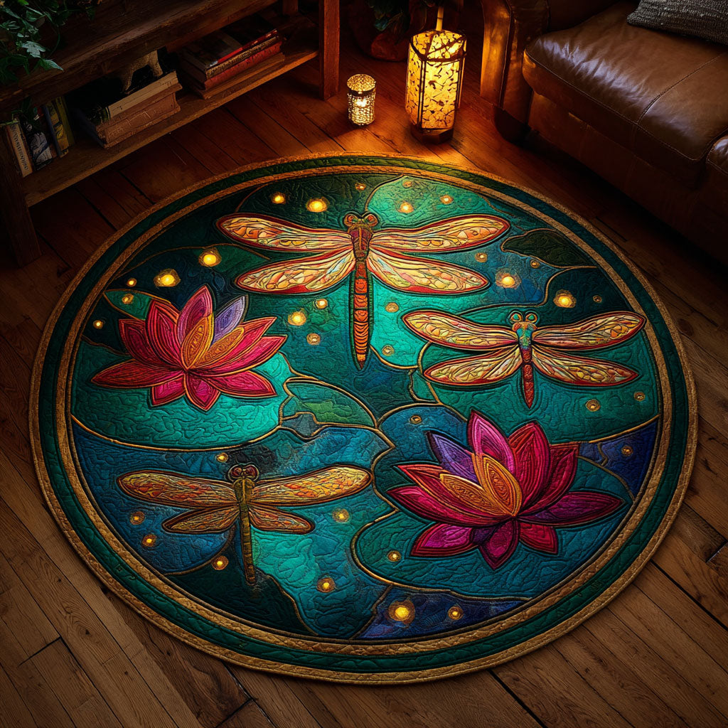 Dragonfly In Bloom CW2708001CL Quilted Round Mat