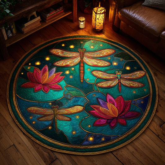 Dragonfly In Bloom CW2708001CL Quilted Round Mat
