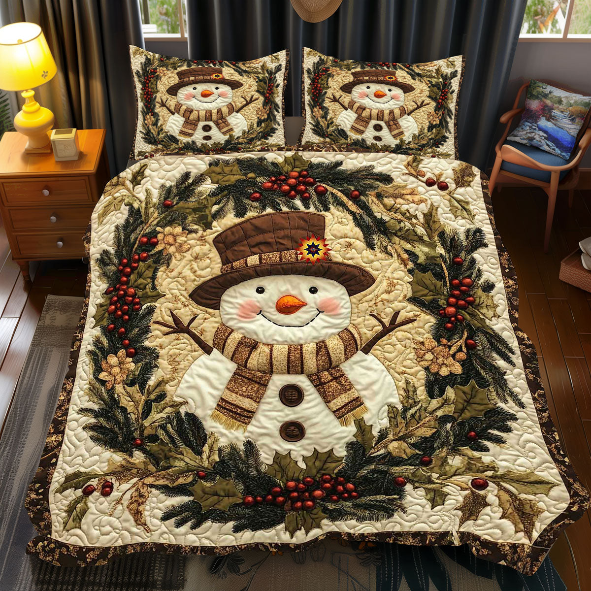 Vintage Snowman Christmas WP2111023CL Duvet Cover Set