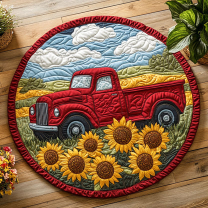 Red Truck CW1605181CL Quilted Round Mat