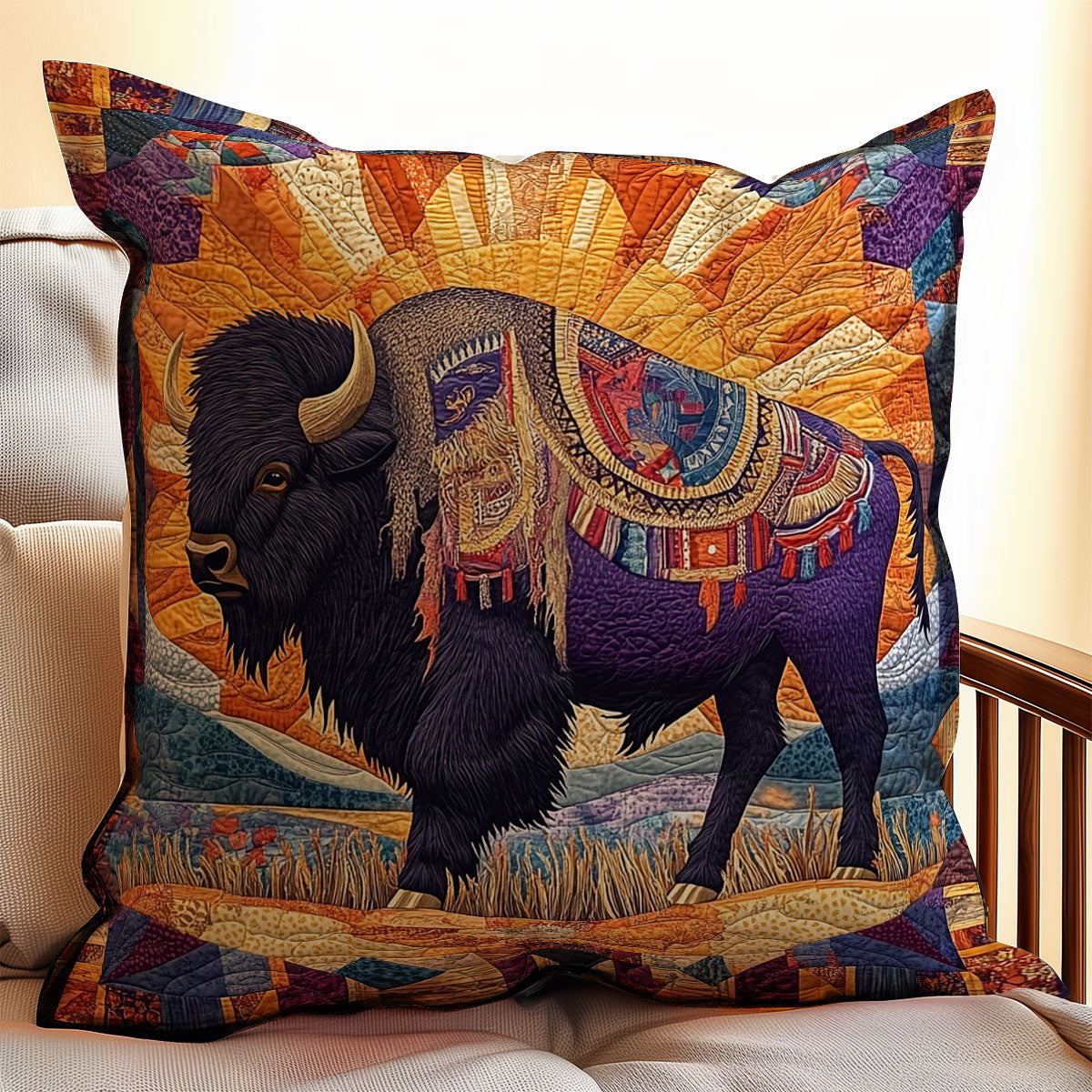 Bison Native American WX2201120CL Quilt Pillow Case