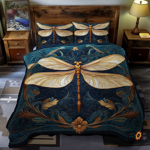 Abstract Gold Dragonfly WY0312068CL Duvet Cover Set