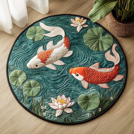 Peaceful Koi CW0206034CL Quilted Round Mat
