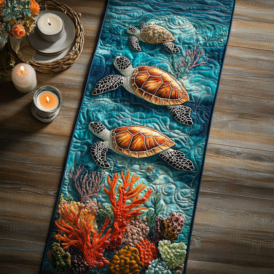 Sea Turtle CW2006047CL Quilted Table Runner