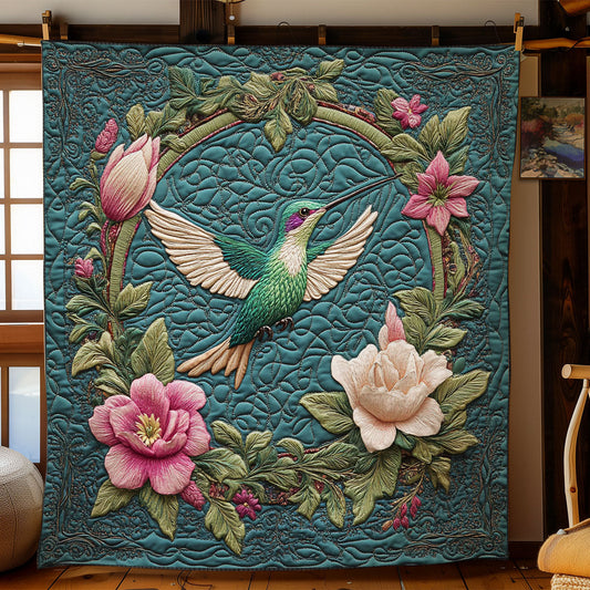 Hummingbird And Magnolia Wreath WY2403018CL Quilt