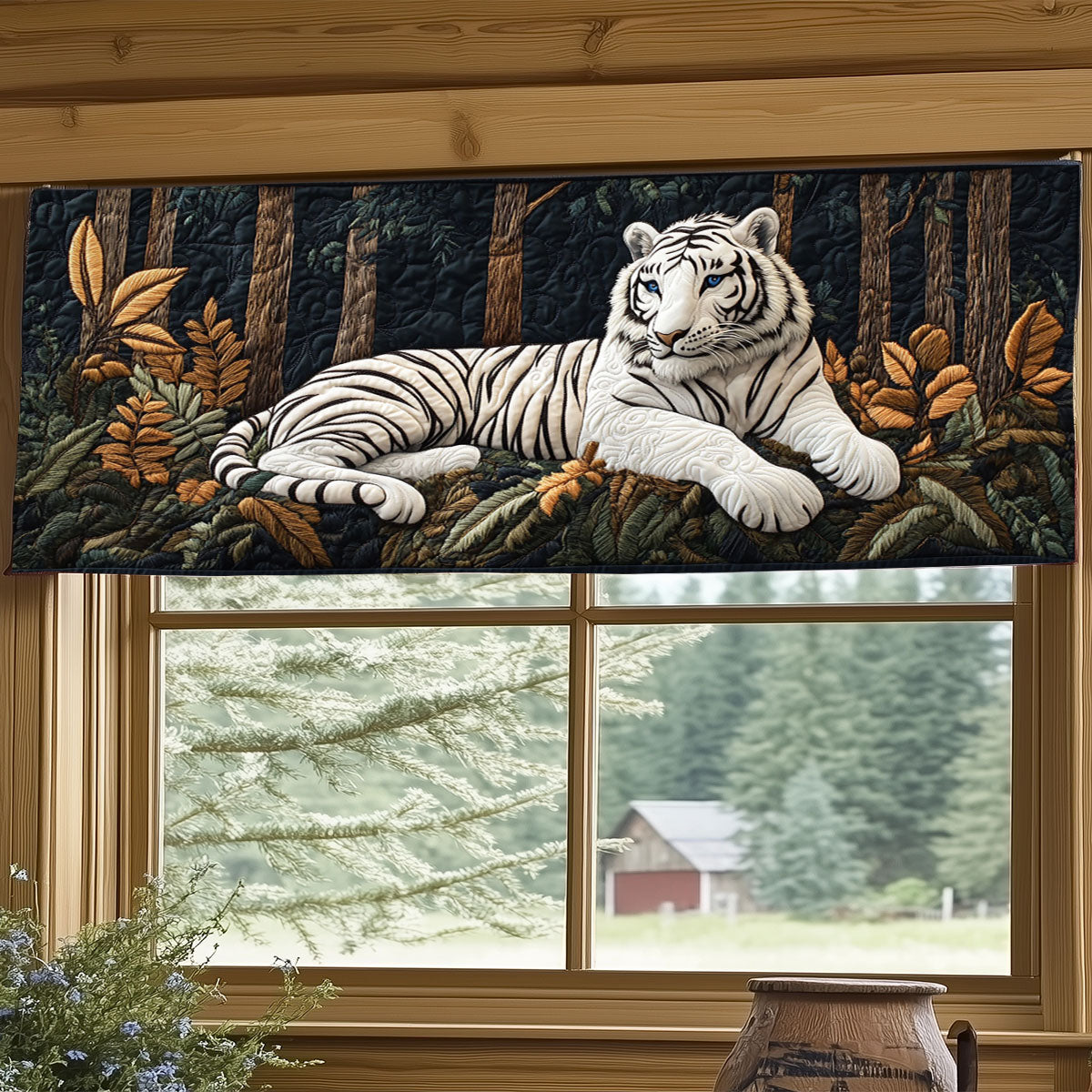Majestic White Tiger WJ2504033CL Quilted Valance