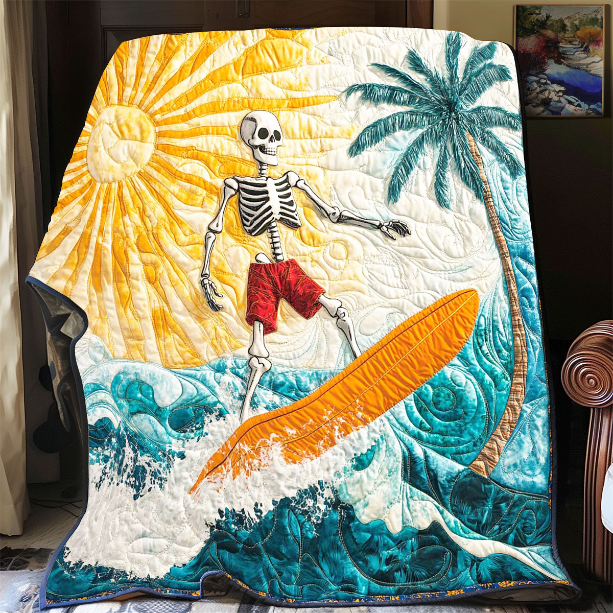 Surfing Skeleton Athlete WP0201053CL Quilt