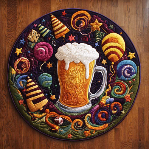 Football And Beer Blast WN1205025CL Quilted Round Mat