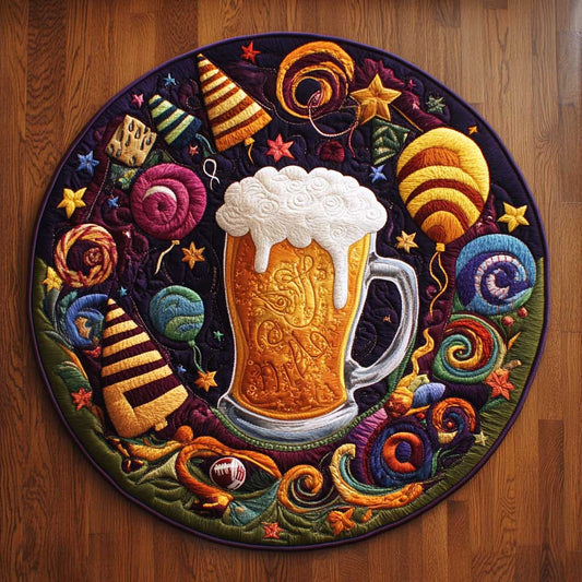 Football And Beer Blast WN1205025CL Quilted Round Mat