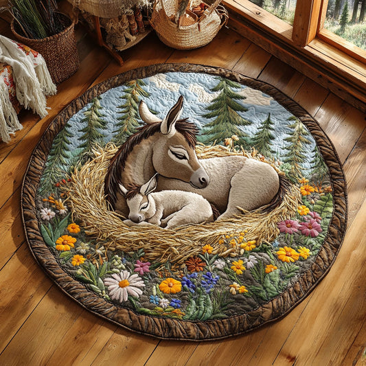Donkey Mother Love WY1006011CL Quilted Round Mat