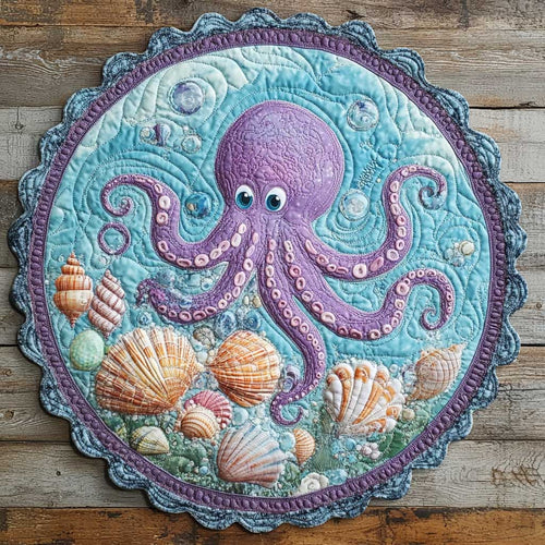 Playful Octopus CQ1005011CL Quilted Round Mat