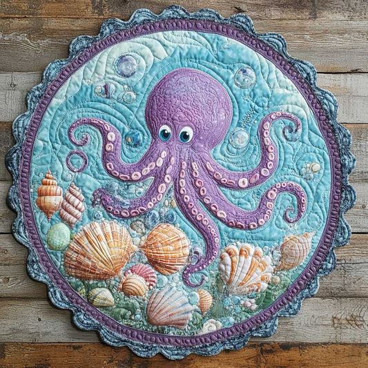Playful Octopus CQ1005011CL Quilted Round Mat