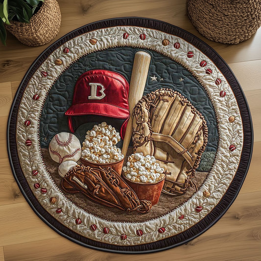 Baseball And Popcorn WN2305015CL Quilted Round Mat